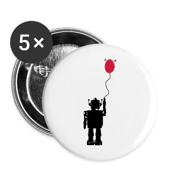 Roboterluftballon Hinten - Buttons groß 56 mm (5er Pack) - Weiß - Vorne