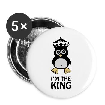 pingu_king2 - Lot de 5 grands badges (56 mm) - blanc - Devant