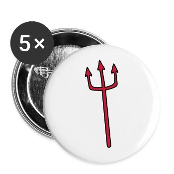 Teufel Dreizack Waffe Stechen - Buttons groß 56 mm (5er Pack) - Weiß - Vorne