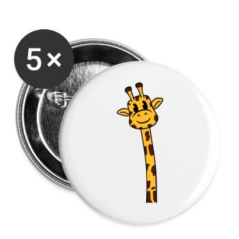 Lustige langer Hals Giraffe Coole Niedliche Tiere - Buttons groß 56 mm (5er Pack) - Weiß - Vorne