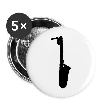 saxophone saxo baryton - Lot de 5 grands badges (56 mm) - blanc - Devant