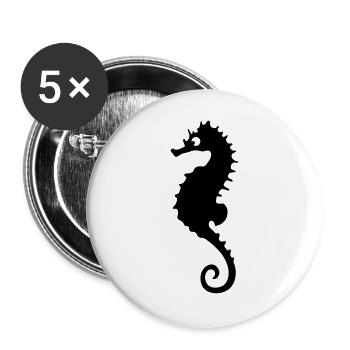Seepferdchen - Buttons groß 56 mm (5er Pack) - Weiß - Vorne