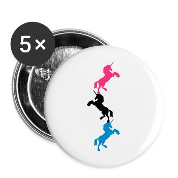 3 Einhörner Turm Muster - Buttons groß 56 mm (5er Pack) - Weiß - Vorne