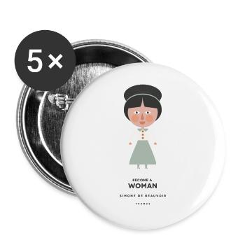 Simone De Beauvoir - Buttons groß 56 mm (5er Pack) - Weiß - Vorne