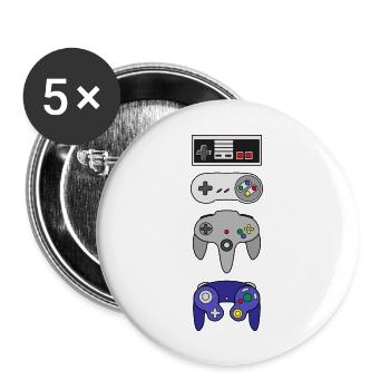 Retro Gaming Controller Konsole Gamepad Gamer - Buttons groß 56 mm (5er Pack) - Weiß - Vorne
