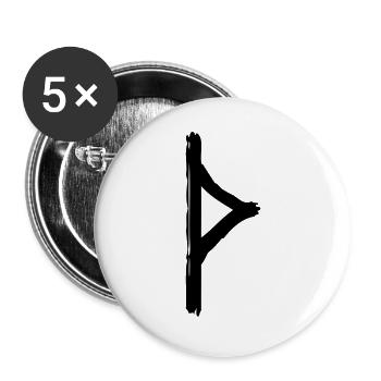 symbole viking rune thurisaz noire - Lot de 5 grands badges (56 mm) - blanc - Devant