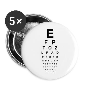 Sehtest Brille Optiker Augen lesen Buchstaben ABC - Buttons groß 56 mm (5er Pack) - Weiß - Vorne