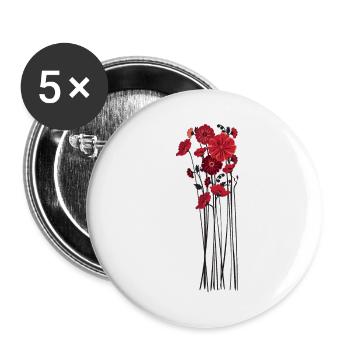 Illustration de fleurs de galets - Lot de 5 grands badges (56 mm) - blanc - Devant