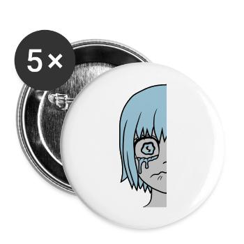 Half sad girl face - Buttons large 2.2''/56 mm (5-pack) - white - Front