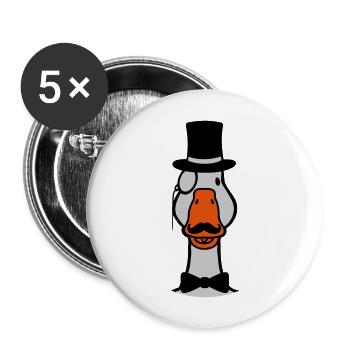 Zylinder Comic Gans Sir - Buttons groß 56 mm (5er Pack) - Weiß - Vorne