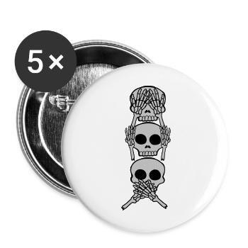 3 Skull Monkey Proverb - Buttons large 2.2''/56 mm (5-pack) - white - Front
