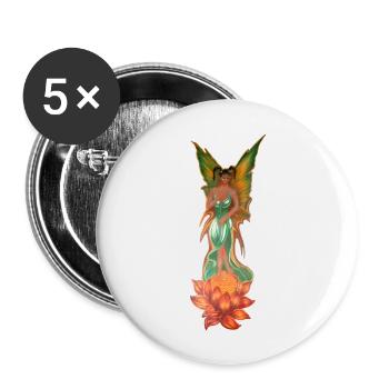 Zauberhafte Elfe aus einer Lotusblüte - Buttons groß 56 mm (5er Pack) - Weiß - Vorne