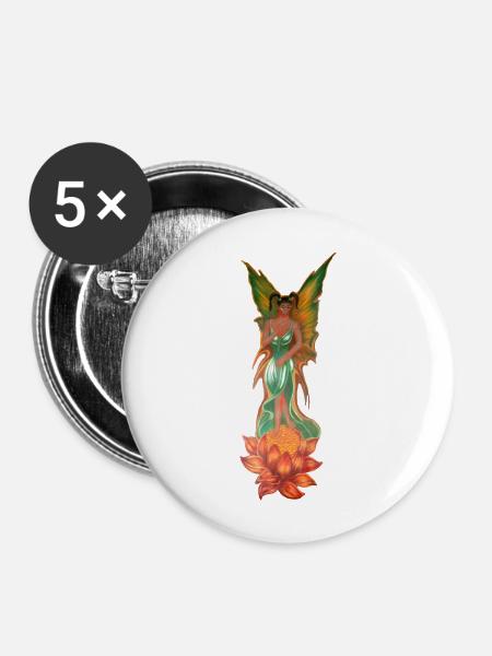 Enchanting elf from a lotus flower - Buttons large 2.2''/56 mm (5-pack) - white
