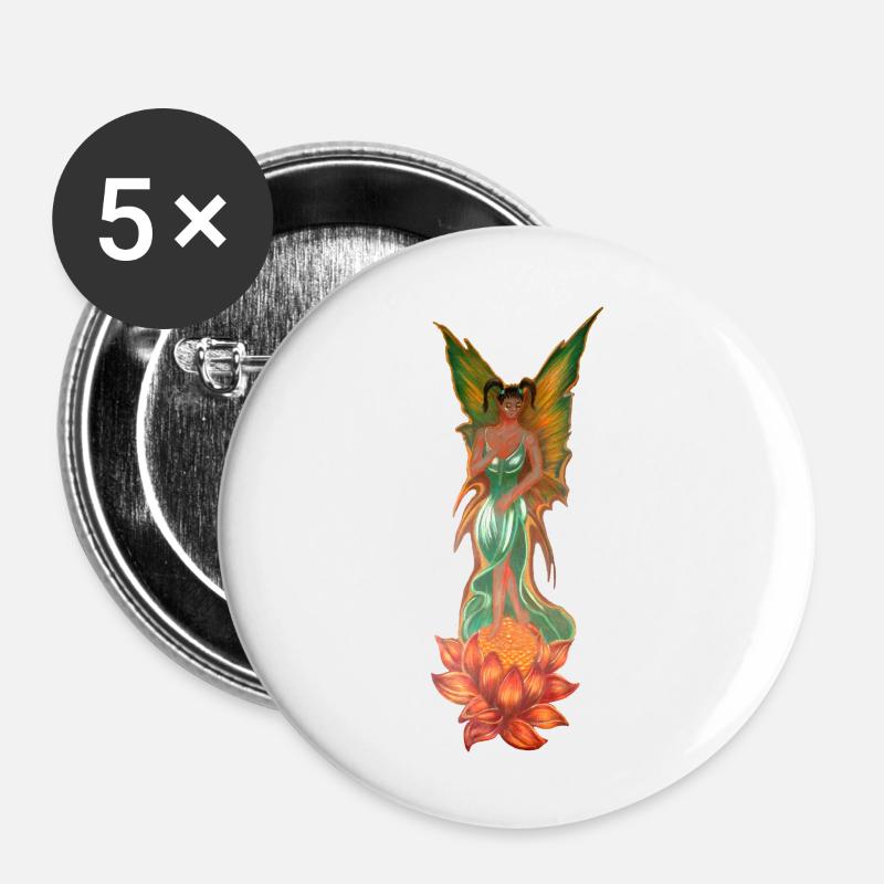 Enchanting elf from a lotus flower - Buttons large 2.2''/56 mm (5-pack) - white