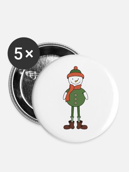 Cooler Schneemann - Buttons groß 56 mm (5er Pack) - Weiß