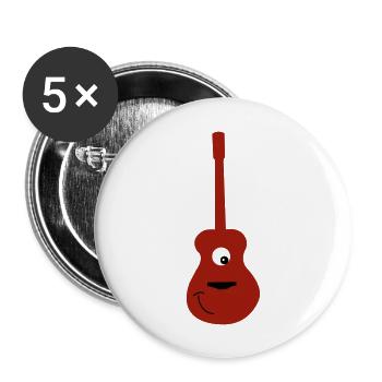 guitare acoustique souriante - Lot de 5 grands badges (56 mm) - blanc - Devant