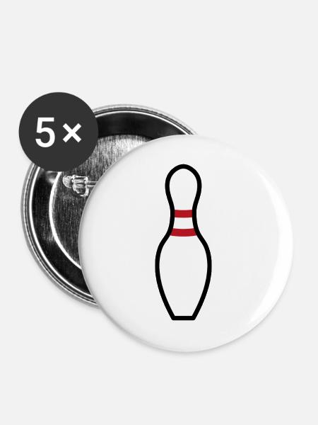 Bowling Pin - Buttons groß 56 mm (5er Pack) - Weiß
