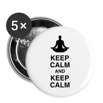Keep Calm and Keep Calm / Yoga / Meditation - Buttons large 2.2''/56 mm (5-pack) - white - Front
