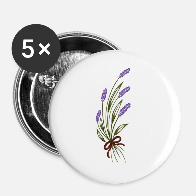 Lavendelstrauß - Buttons groß 56 mm (5er Pack) - Weiß