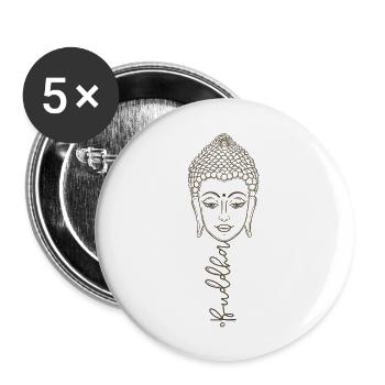 Buddha Schriftzug Buddha Kopf Buddha Spruch - Buttons groß 56 mm (5er Pack) - Weiß - Vorne