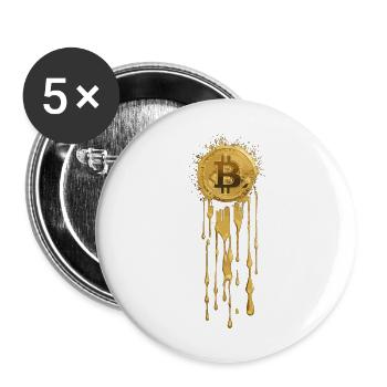 Gold Bitcoin - Buttons groß 56 mm (5er Pack) - Weiß - Vorne