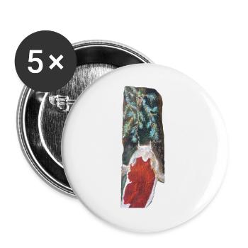 Japanische Koi über Kiefernwedeln - Buttons groß 56 mm (5er Pack) - Weiß - Vorne