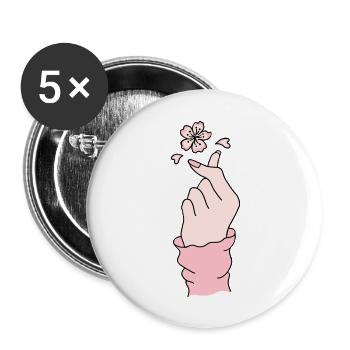 Coréen Doigt Coeur Fleur De Pêcher K-pop K-pop - Lot de 5 grands badges (56 mm) - blanc - Devant