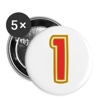 1. 1 JAHR. 1. JAHRESTAG. 1 JAHR GEBURTSTAG - Buttons groß 56 mm (5er Pack) - Weiß - Vorne