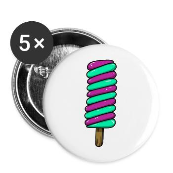 Eis | Lila Grün Ringel Eiscreme | Ice Cream - Buttons groß 56 mm (5er Pack) - Weiß - Vorne