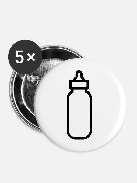 Flasche - Buttons groß 56 mm (5er Pack) - Weiß