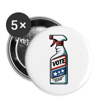 Vote, Élimine les Tâches Bleu Marine incrustées - Lot de 5 grands badges (56 mm) - blanc - Devant