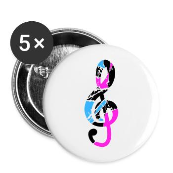 Musik Notenschlüssel Note Melodie Musiknote Sound - Buttons groß 56 mm (5er Pack) - Weiß - Vorne
