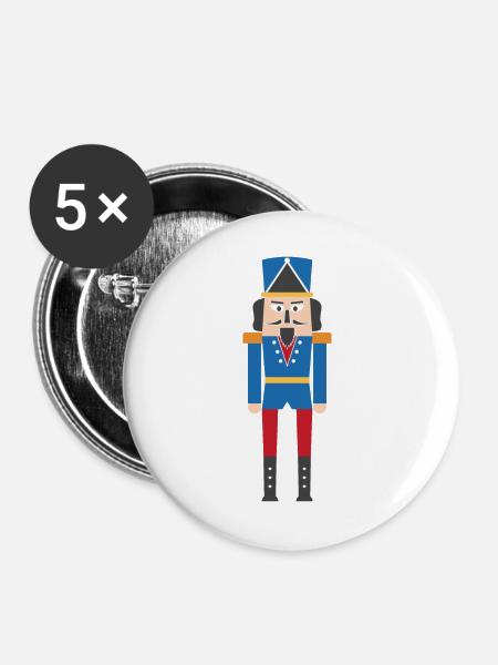 Nussknacker - Buttons groß 56 mm (5er Pack) - Weiß