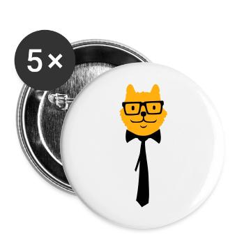 Smart Nerd Cat Horn-Rimmed Glasses Geek Tie Glasses - Buttons large 2.2''/56 mm (5-pack) - white - Front