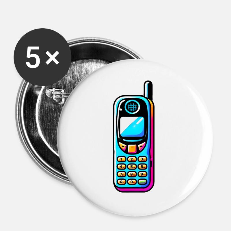 90s Handys - Wir hatten Snake, keine Apps - Buttons groß 56 mm (5er Pack) - Weiß