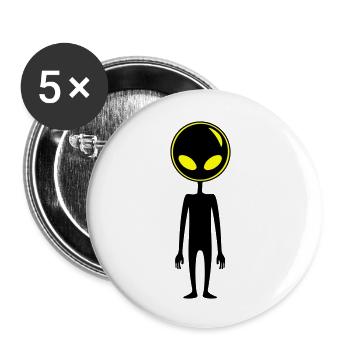 Alien Außerirdischer - Buttons groß 56 mm (5er Pack) - Weiß - Vorne
