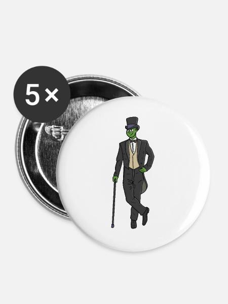 Alien im Anzug - Buttons groß 56 mm (5er Pack) - Weiß