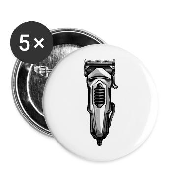 Tondeuse à cheveux coiffeur - Lot de 5 grands badges (56 mm) - blanc - Devant