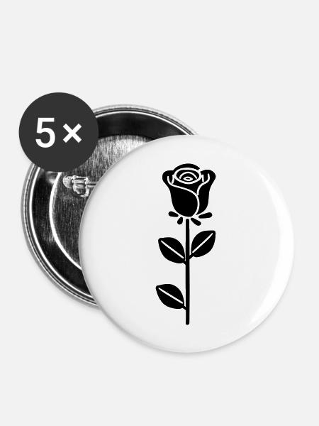 Rosa Blume - Buttons groß 56 mm (5er Pack) - Weiß