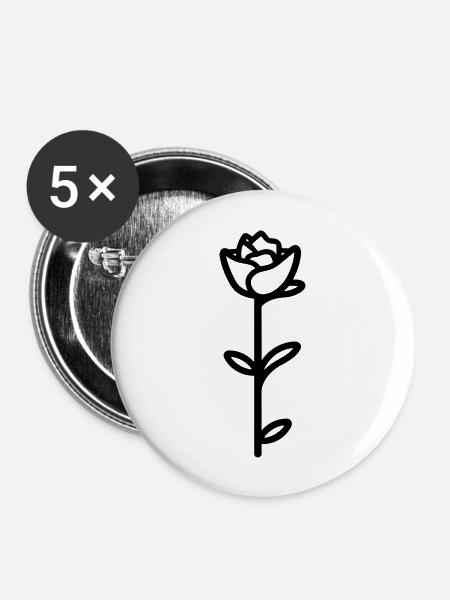 Rosa Blume - Buttons groß 56 mm (5er Pack) - Weiß