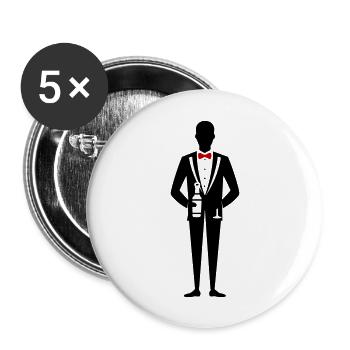 Marié Enterrement de vie de garçon Célibataire - Lot de 5 grands badges (56 mm) - blanc - Devant