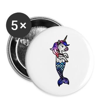 Cosmic Sea Unicorn - Buttons large 2.2''/56 mm (5-pack) - white - Front