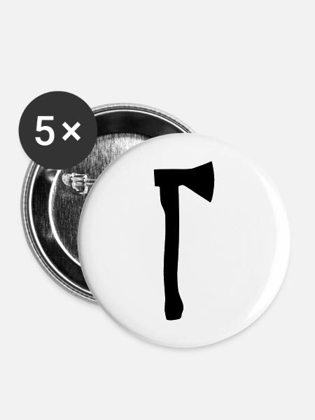 axt silhouette - Buttons groß 56 mm (5er Pack) - Weiß