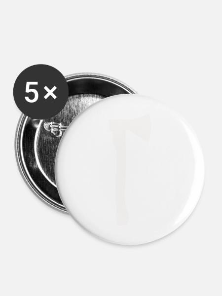axt silhouette - Buttons groß 56 mm (5er Pack) - Weiß
