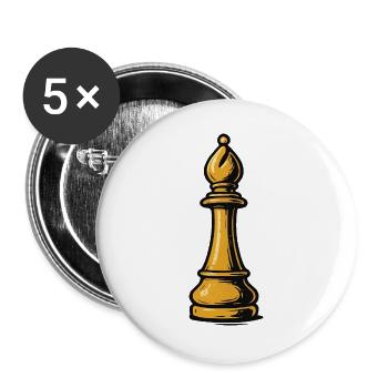 Goldener Läufer Schach-Icon - Buttons groß 56 mm (5er Pack) - Weiß - Vorne