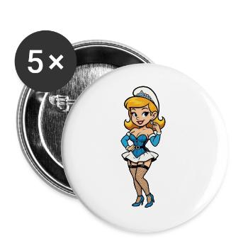 Blue gnome woman - Buttons large 2.2''/56 mm (5-pack) - white - Front