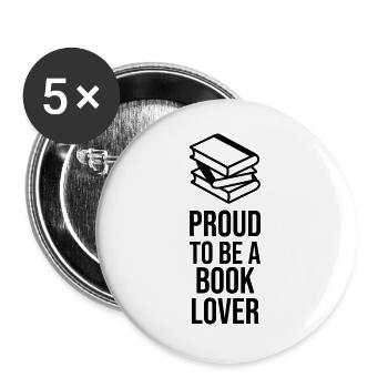Fier d’être un amoureux des livres - Art au trait minimaliste - Lot de 5 grands badges (56 mm) - blanc - Devant
