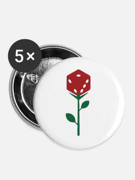Dice Rose Bloom Botanische Illustration - Buttons groß 56 mm (5er Pack) - Weiß