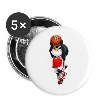 Cute Penguin Basketball Player Cartoon Sportsman - Buttons large 2.2''/56 mm (5-pack) - white - Front