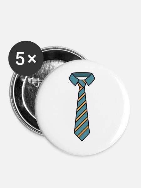 Krawatte süß Comic - Buttons groß 56 mm (5er Pack) - Weiß